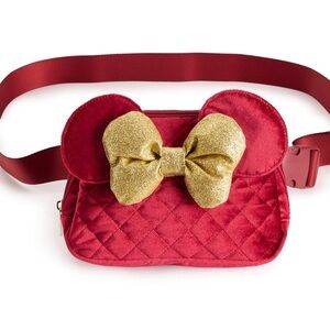 Disney Minnie mouse quilted bow detailed velvet waist pack,Minnie Mouse bag